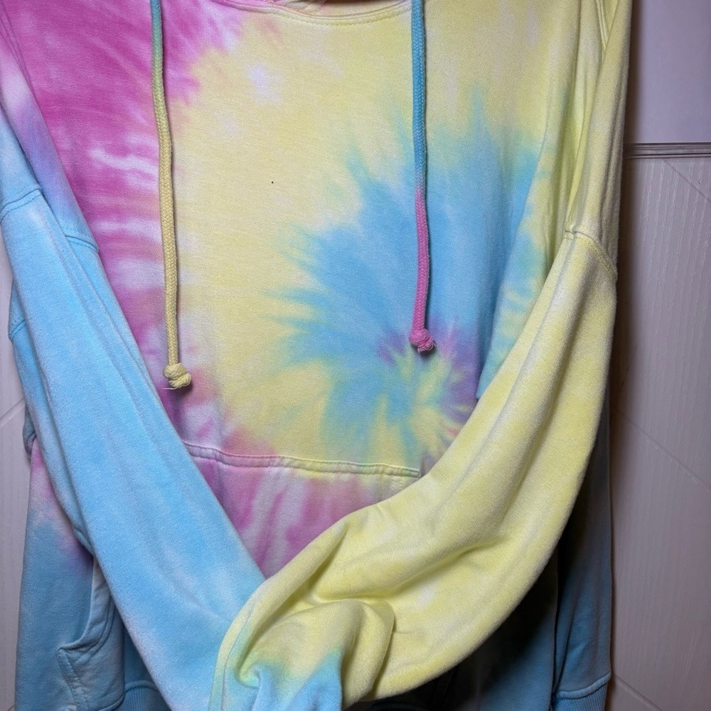 Harlow Tie Dye Spiral Hoodie Soft Viscose Blend‎ Boho Pastel Swirl Sweatshirt M - Picture 5 of 7